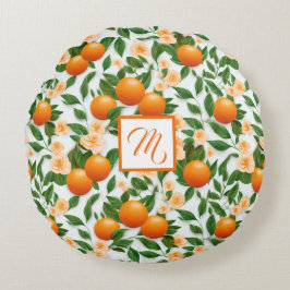 Almofada Redonda Trendy Valencia Orange Monogrammed