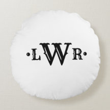 Três letras monograma, preto e branco elegante