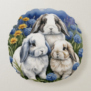 Almofada Redonda Três Pequenos Bunnies De Lop