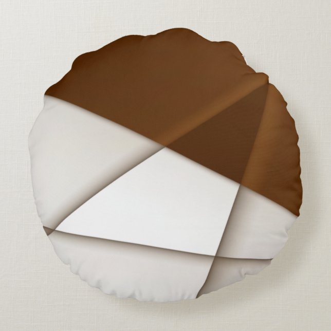 Almofada Redonda Triângulo bege deslizante com sombra, estilo suave (Verso)