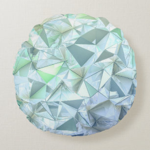 Almofada Redonda Triângulo de cristal 3D, renderização ilustrativa.