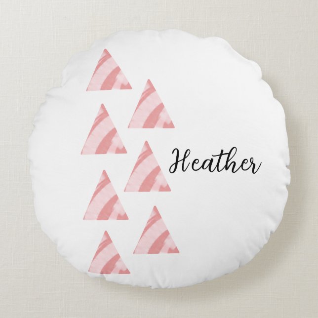 Almofada Redonda Triângulos Geométricos E Nome (Frente)