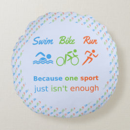 Almofada Redonda triatlo com estampamento de bicicleta de natação