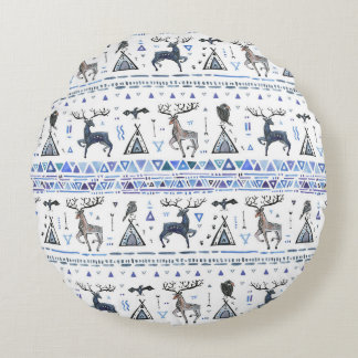 Almofada Redonda Tribal, animais sonham, sem problemas.