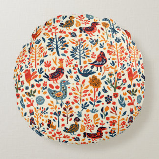 Almofada Redonda Tribal Folk Decorativa Cushion