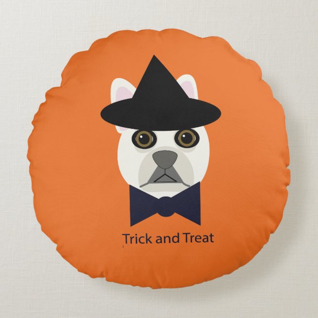 ALMOFADA REDONDA TRICK E TREAT FRENCHIE (Frente)