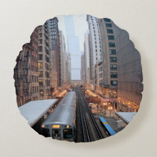Almofada Redonda Trilho elevado em Chicago do centro sobre Wabash