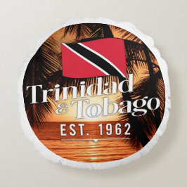 Almofada Redonda "Trinidad e Tobago Est. Sunset De 1962" Com Sinali