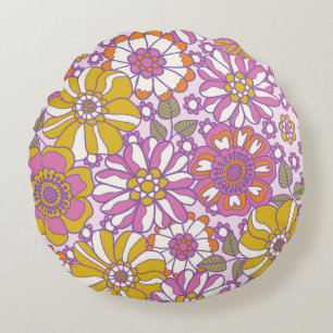 Almofada Redonda Trinta floral. Padrão de ilustração da safra.