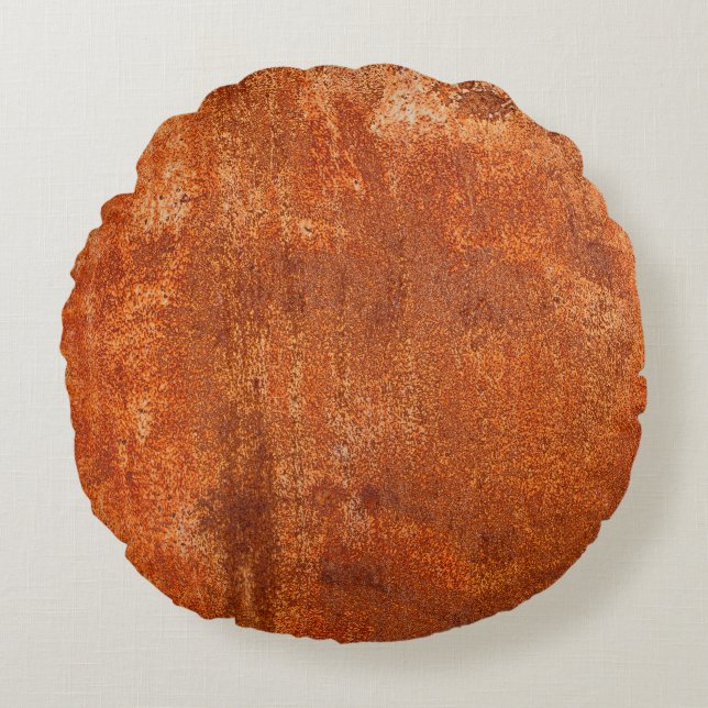Almofada Redonda Triturar textura de metal enferrujado. Corrosão e  (Frente)