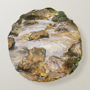 Almofada Redonda Trout Stream no Tirol de John Singer Sargent