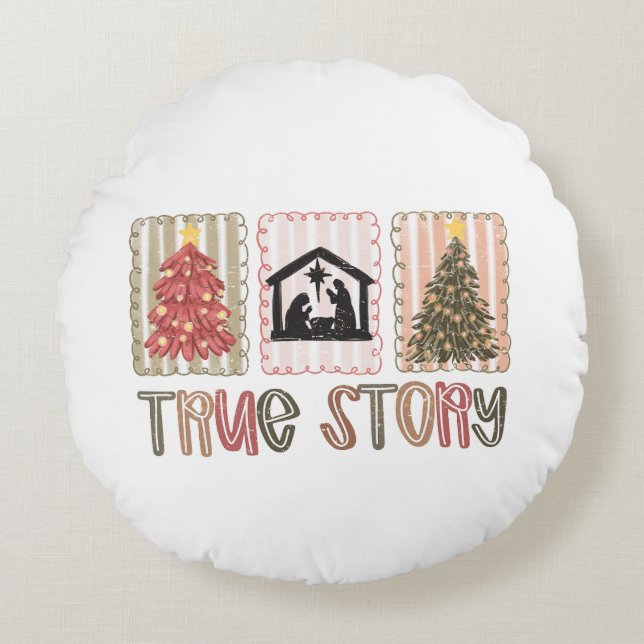 Almofada Redonda True Story Christmas Round Pillow (Frente)