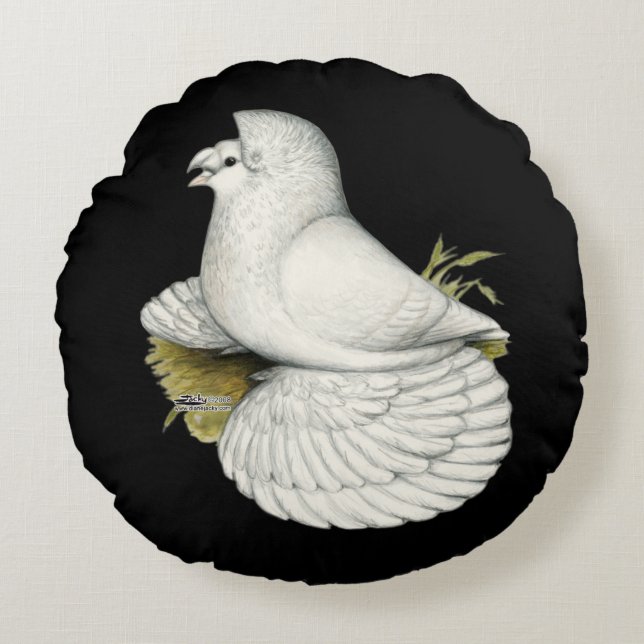 Almofada Redonda Trumpeter Pigeon White (Frente)