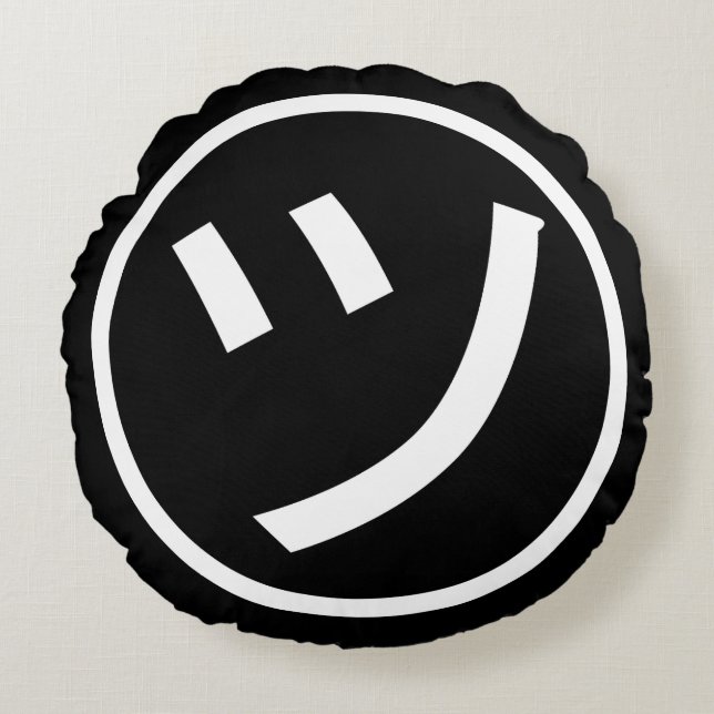 Almofada Redonda ㋡ Tsu Kana Katakana sorrindo Emoji / Emoticon (Frente)