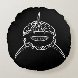 Almofada Redonda Tubarão-branco-Excelente-tribal preto e branco
