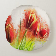 Tulipas Vermelhas Amarelas Florais de Aguarela 