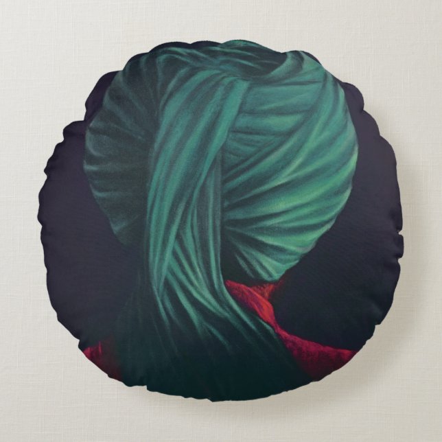 Almofada Redonda Turbante verde (Frente)