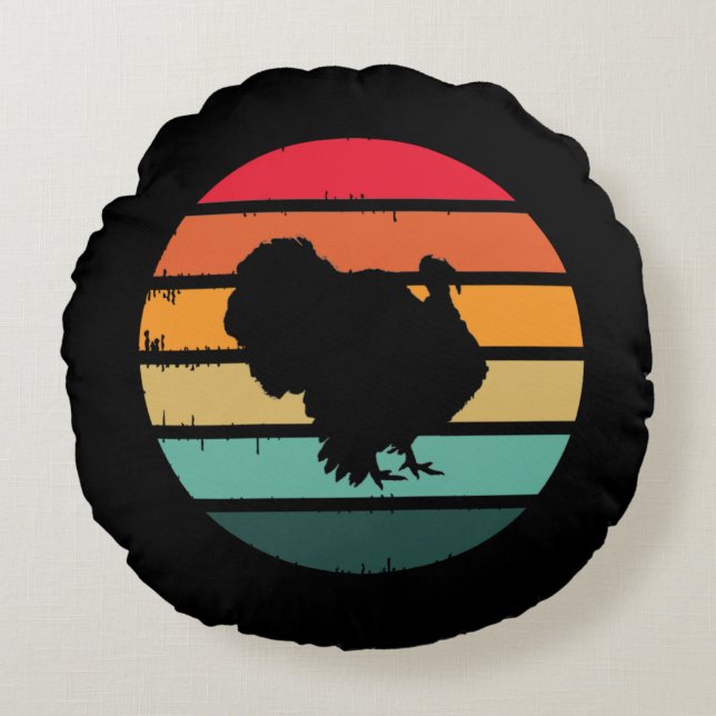 Almofada Redonda Turca Bird Thankplaying Vintage Sunset (Frente)