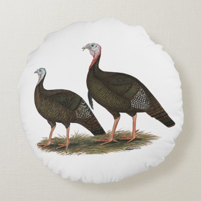 Almofada Redonda Turkeys East Wild Pair (Verso)