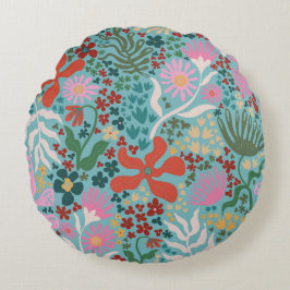 Almofada Redonda Turquesa Boho Series Botânica