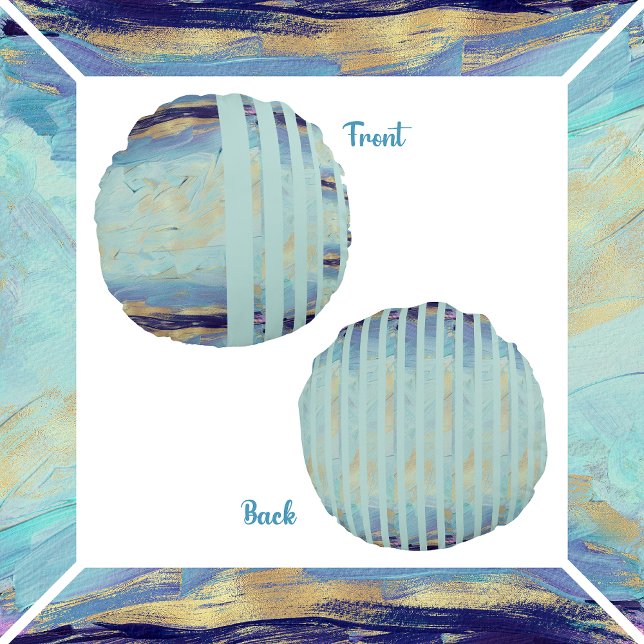 Almofada Redonda Turquesa e Dourada (Criador carregado)