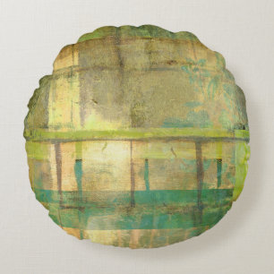 Almofada Redonda Turquesa e pintura Abstrato verde