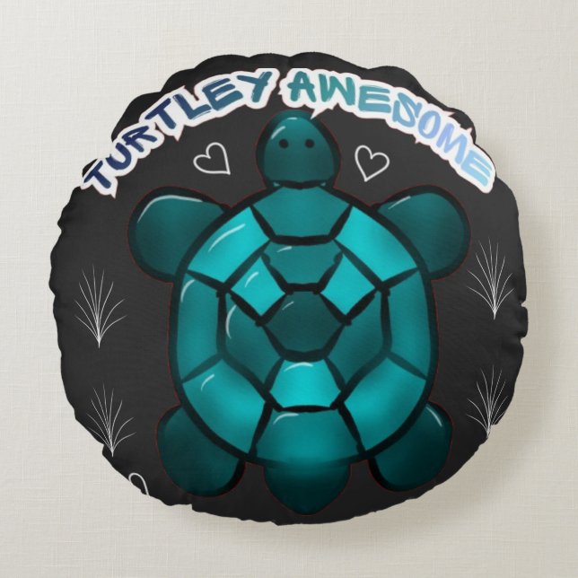 Almofada Redonda  Turtle Cute Pun Funny Animal Gift (Frente)