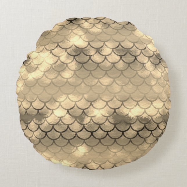 Almofada Redonda Um belo espectro de cores da sereia (Frente)