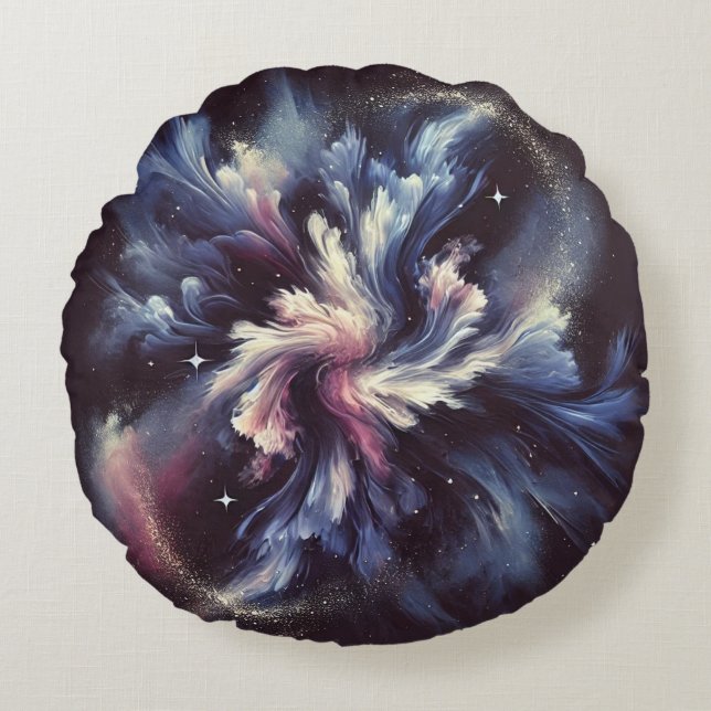 Almofada Redonda Um design de abstrato-galáxia captando o mistério  (Frente)