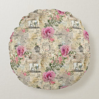 Almofada Redonda Um Design francês Ephemera Series 1