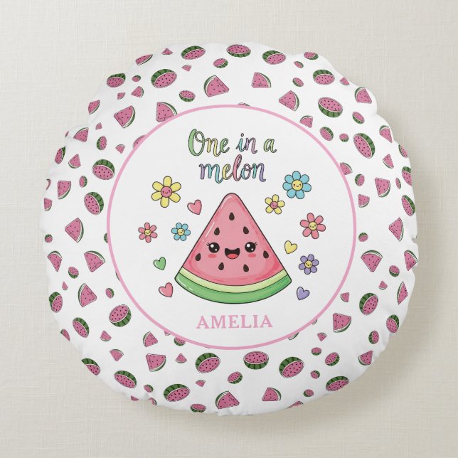 Almofada Redonda Um em um Bebê Personalizado Melão (Frente)