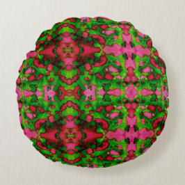 Almofada Redonda Um estudo em rosa e verde