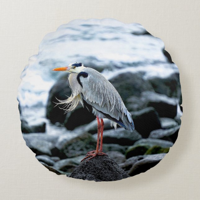 Almofada Redonda Um Herão Solitário (Frente)