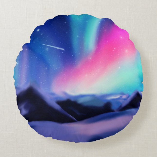 Almofada Redonda Um Milhão de Aurora Sonha Travesseiro redondo (Frente)