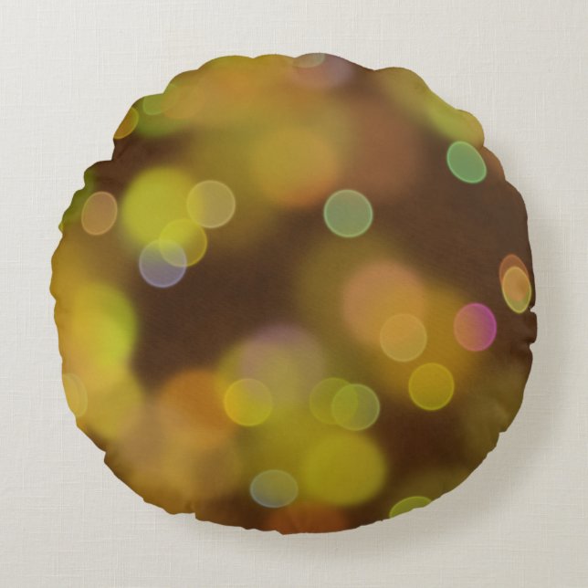 Almofada Redonda Um Padrão de Natal Ouro em Fawn Brown (Frente)