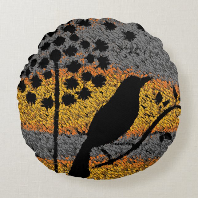 Almofada Redonda Um Pássaro entre as Penas (Frente)