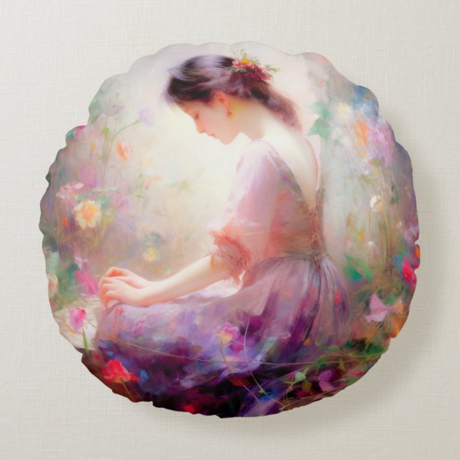 Almofada Redonda Um sonho de dia das flores (Frente)