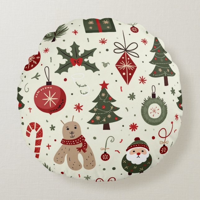 Almofada Redonda Um travesseiro de Natal (Frente)