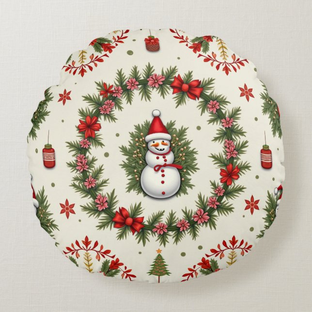 Almofada Redonda Uma almofada de Natal (Frente)