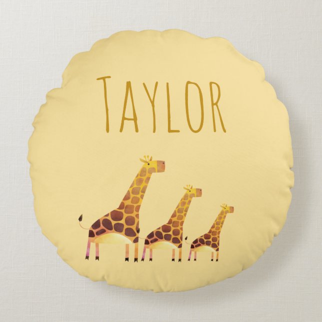 Almofada Redonda Uma Aventura Safari Giraffe (Frente)