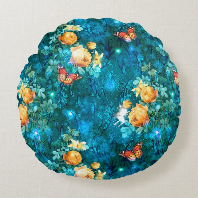 Almofada Redonda Uma Fada na Série Jardim Design 11 (Frente)