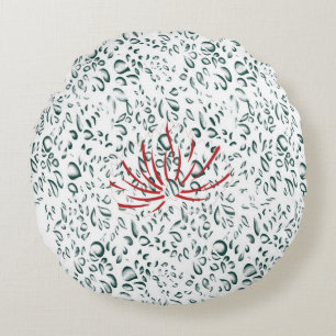 Almofada Redonda uma flor vermelha sobre fundo preto