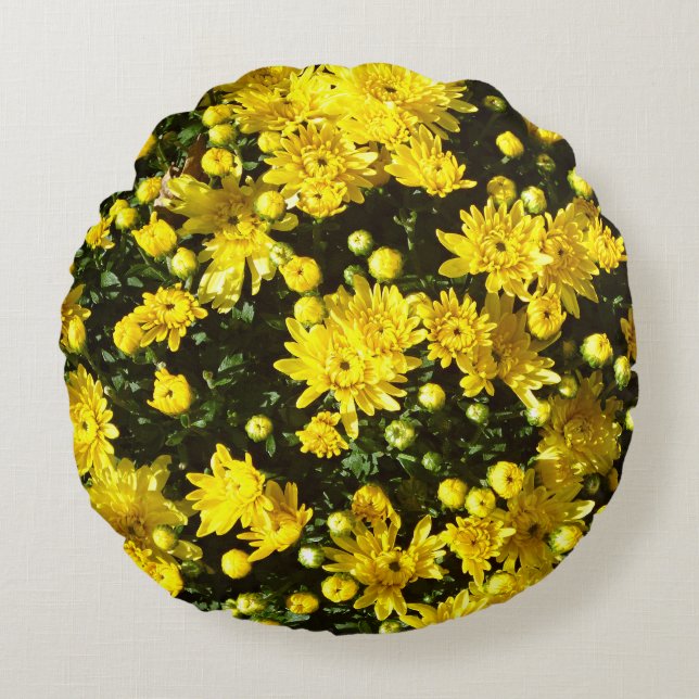 Almofada Redonda Uma multidão de Mães amarelas (Frente)