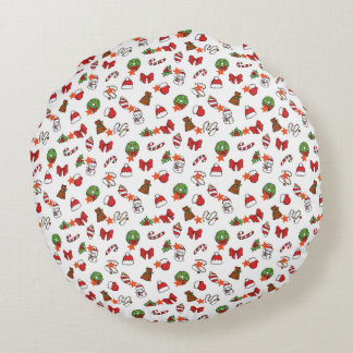 Almofada Redonda Uma Noite de Felicidade de Natal com Papais noeis