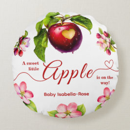 Almofada Redonda Uma pequena maçã está a caminho | Chás de bebê de 