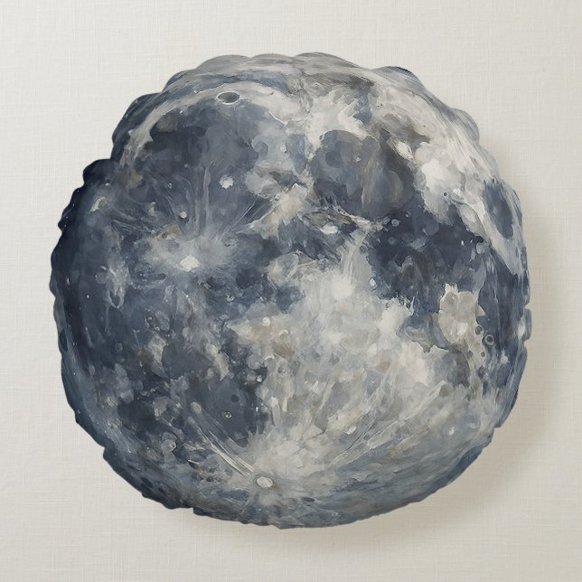 Almofada Redonda Uma pintura da lua no espaço (Frente)