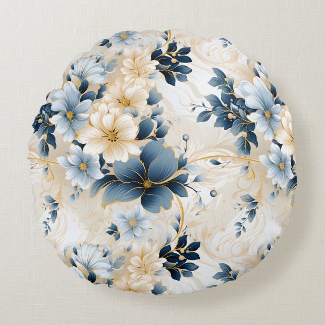 Almofada Redonda Uma Série de Design Floral de Casamento 12 (Frente)