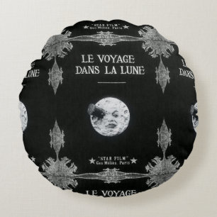 Almofada Redonda Uma viagem ao cinema Georges Melies do vintage da