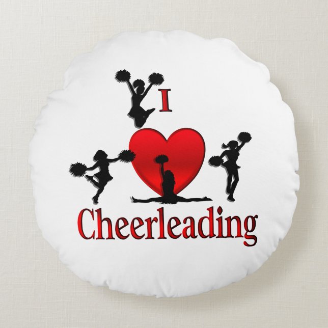 Almofada Redonda Único I Heart Cheerhead (Frente)