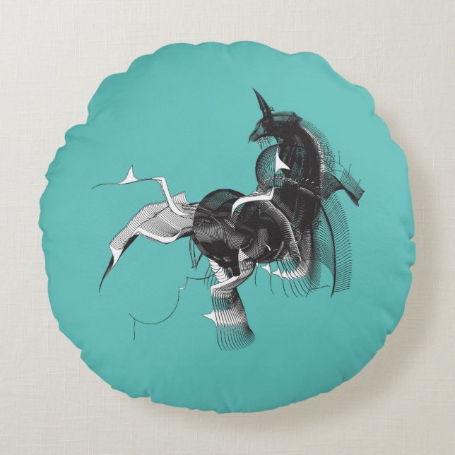 Almofada Redonda Unicórnio Digital (Frente)